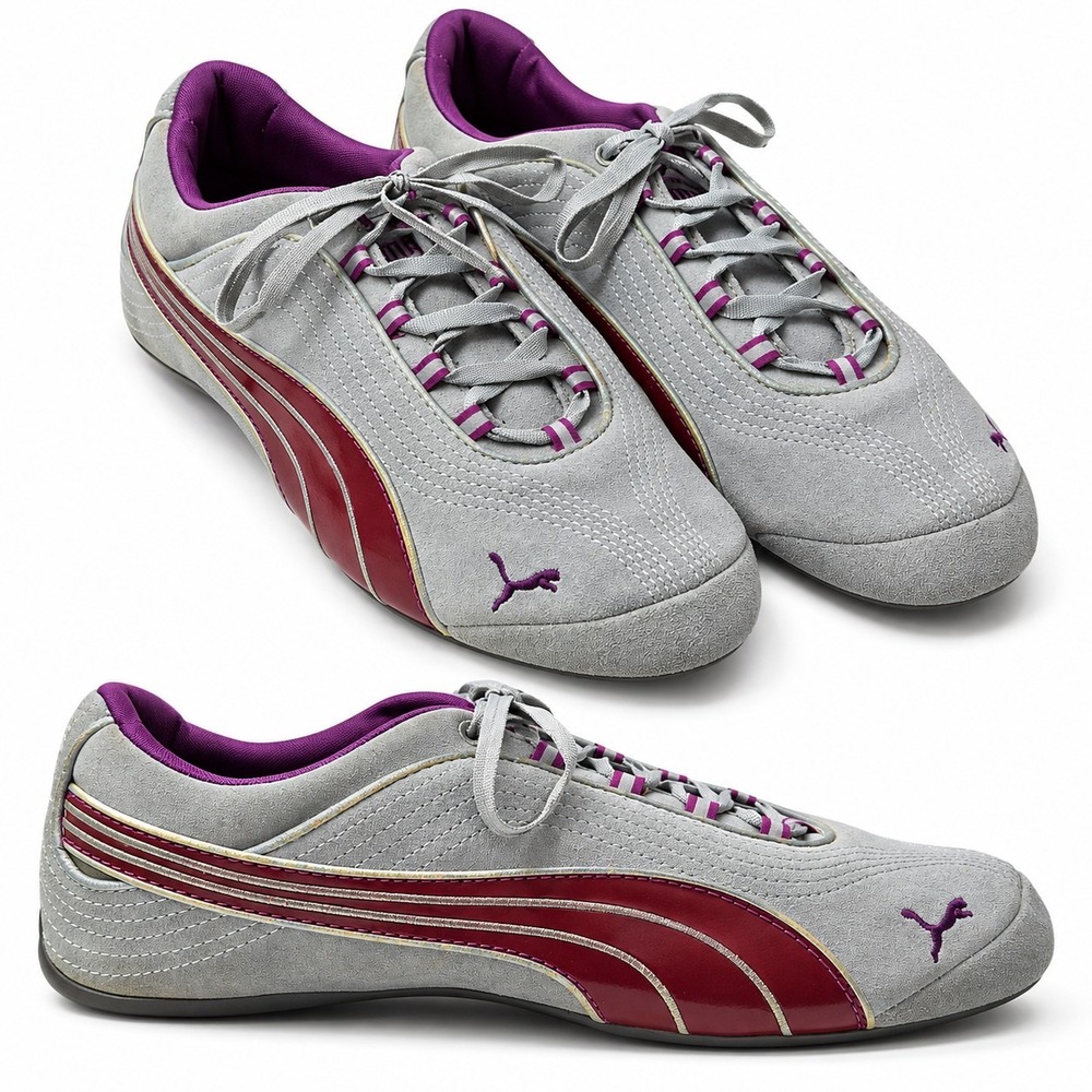 PUMA Catch Soleil V Sport Lifestyle Sneaker Womens Sz 9 Grey Purple Racing Inspo